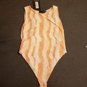 Orange tie dye body suit